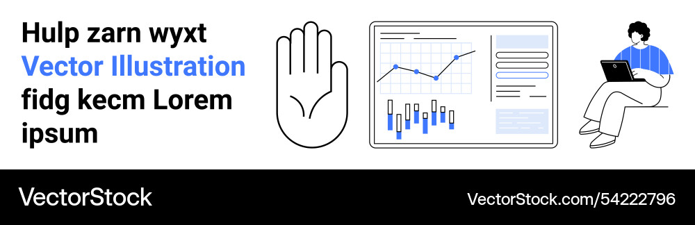 Complex data analysis and remote work represented Complex data analysis and remote work represented vector image
