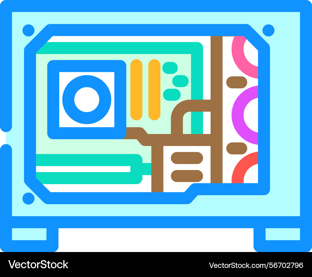 Custom build open case gaming pc color icon Custom build open case gaming pc color icon Vector Image