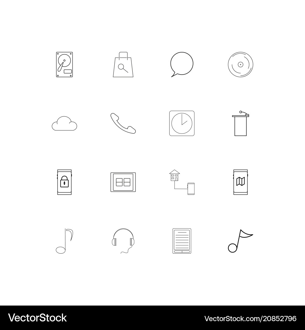 Devices linear thin icons set outlined simple vector image