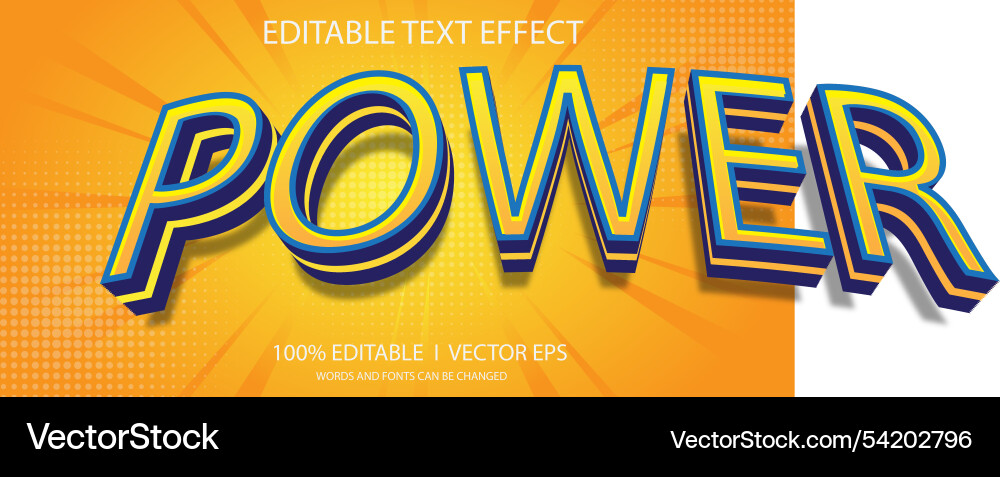 Editable power 3d text effect with modern style Editable power 3d text effect with modern style vector image