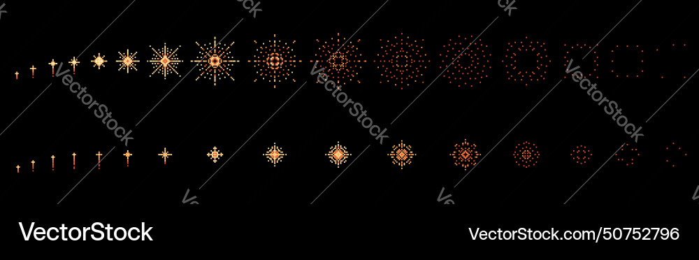 Firework 8 bit pixel animation game explosion Firework 8 bit pixel animation game explosion vector image