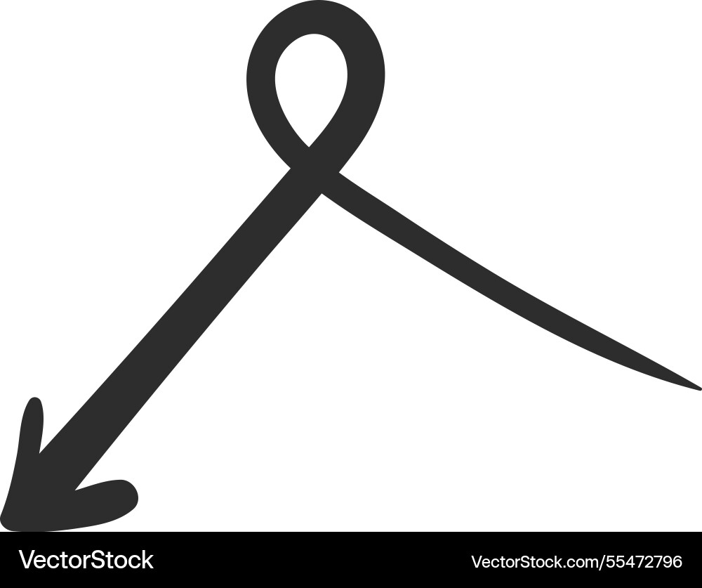 Hand drawn arrow featuring a loop at the top Hand drawn arrow featuring a loop at the top vector image