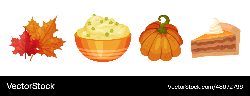 Happy thanksgiving objects with maple leaf mashed Happy thanksgiving objects with maple leaf mashed Vector Image