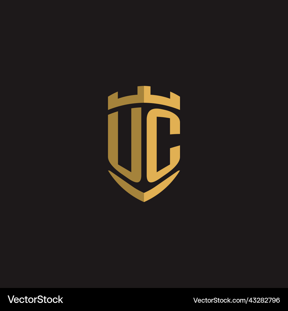 Initials uc logo monogram with shield style design vector image