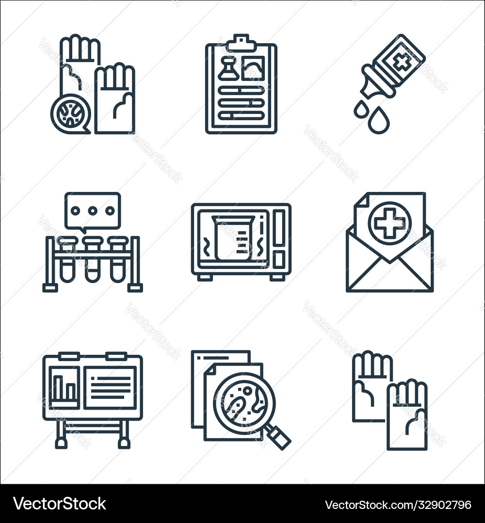 Laboratory and science line icons linear set vector image