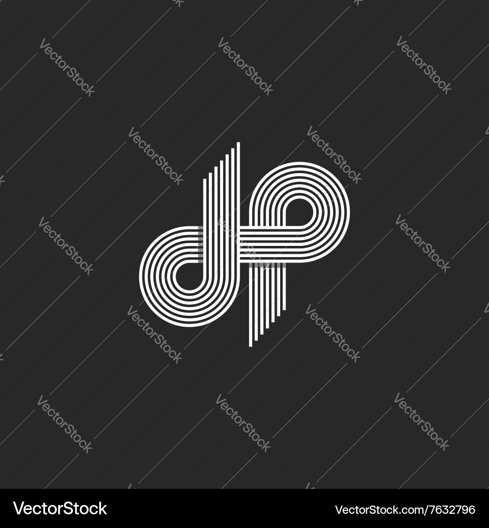 Logo dp letter monogram offset thin line style Vector Image