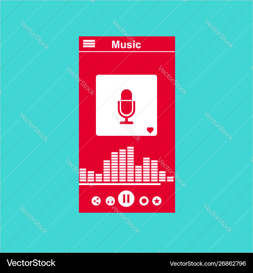 Media player application app template with flat Media player application app template with flat vector image