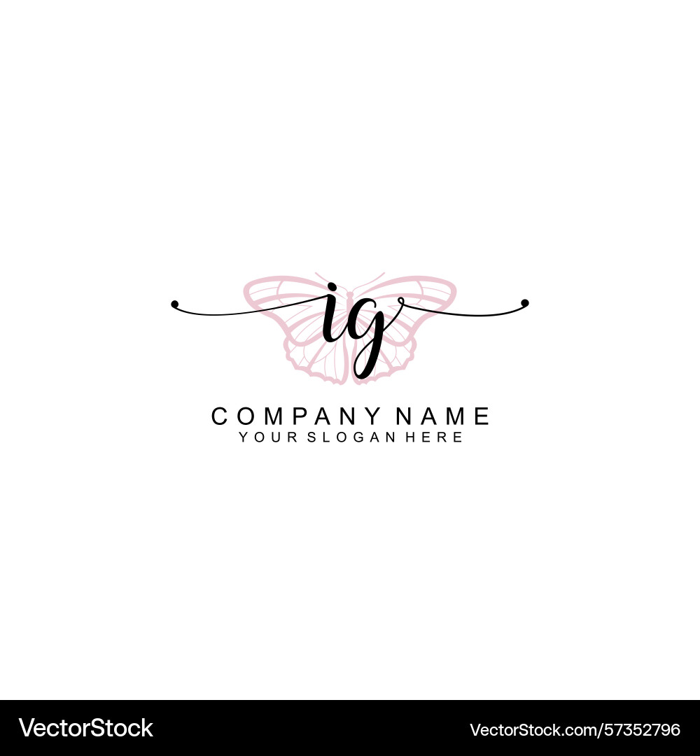 Minimalist handwritten ig initial logos with soft Vector Image