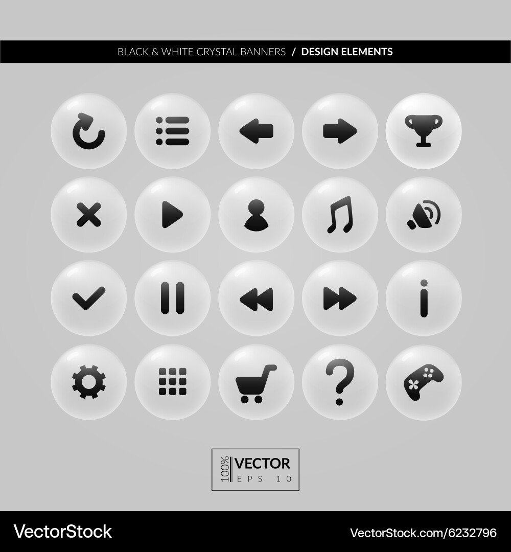 Round buttons with icons for interface Vector Image