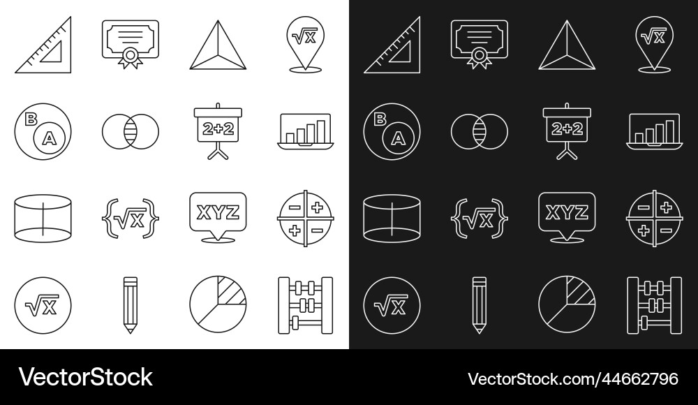 Set line abacus xyz coordinate system laptop Set line abacus xyz coordinate system laptop vector image
