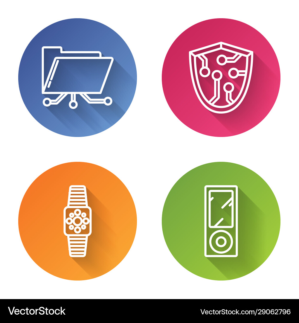 Set line folder and lock cyber security Set line folder and lock cyber security vector image