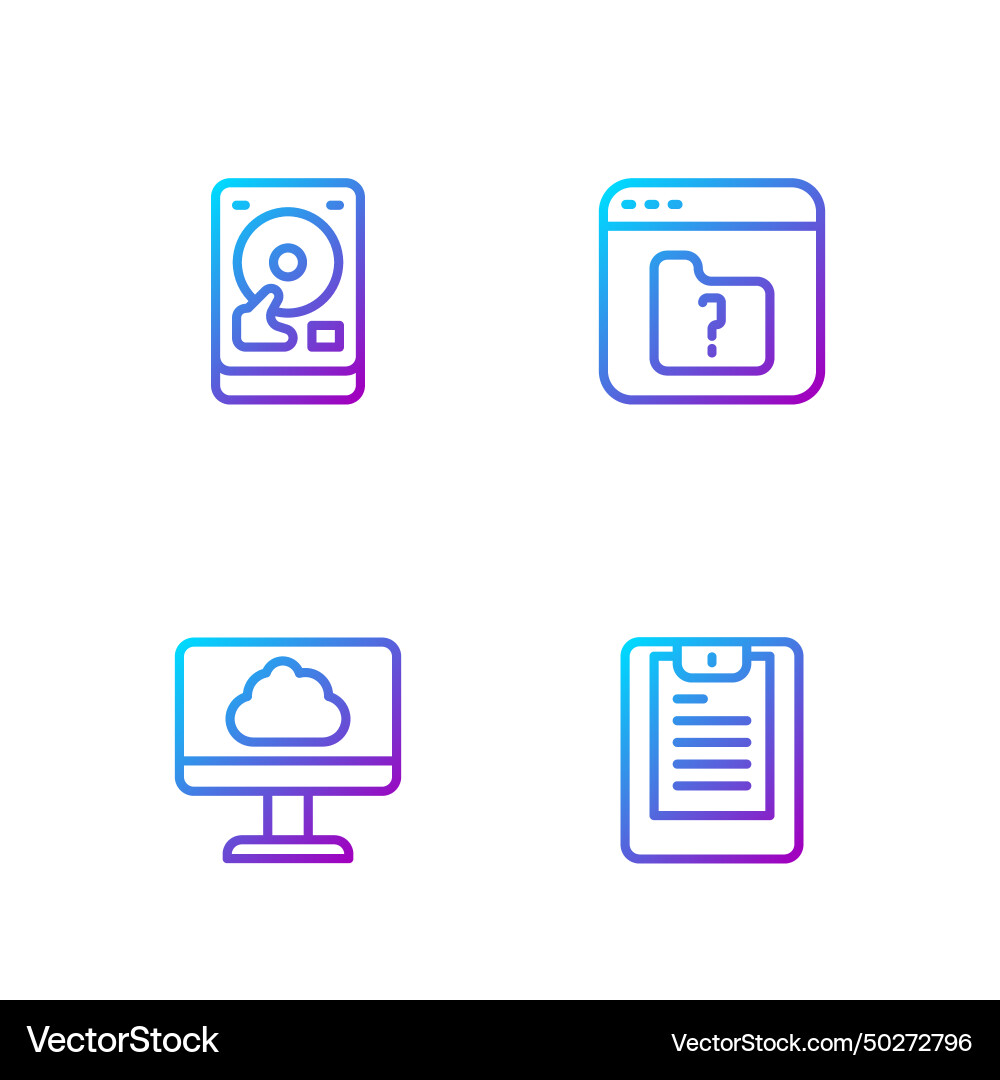 Set line server data report cloud technology Set line server data report cloud technology Vector Image
