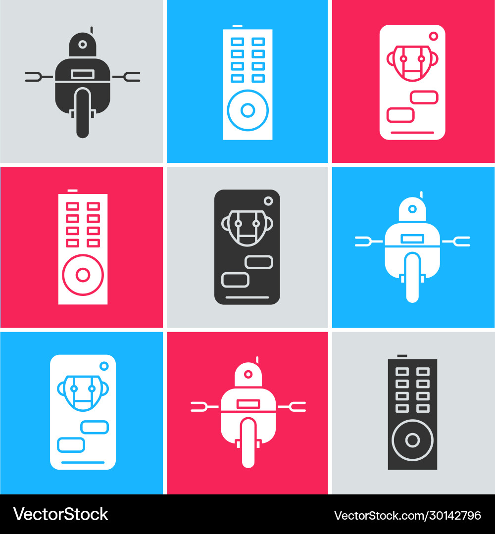 Set robot remote control and bot icon Set robot remote control and bot icon vector image