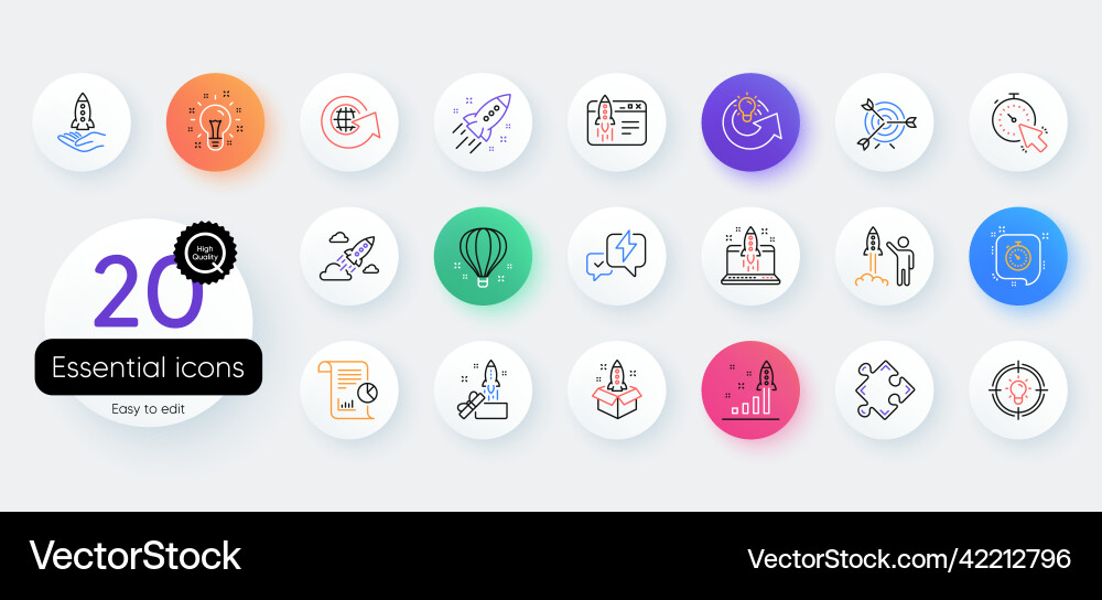 Startup line icons set of launch project Vector Image