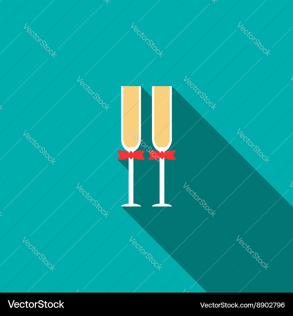 Zwei Gläser Champagner Ikone flach Stil Vektorbild