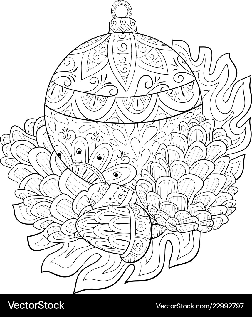 Adult coloring bookpage a christmas decoration Adult coloring bookpage a christmas decoration vector image