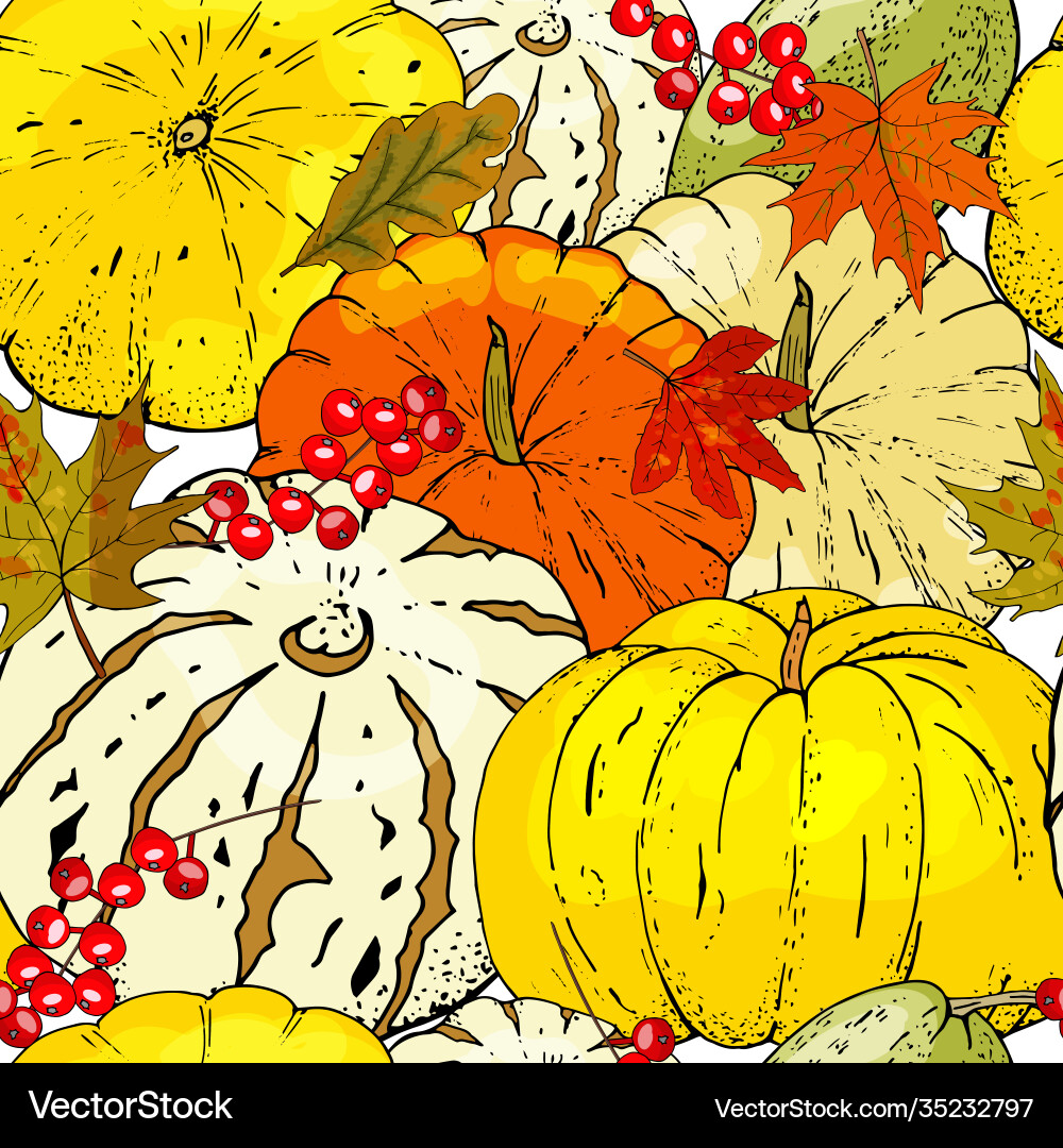 Autumn seamless pattern elements Vector Image