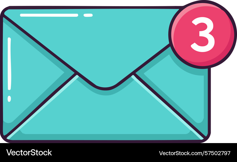 Blue envelope with notification badge showing Vector Image