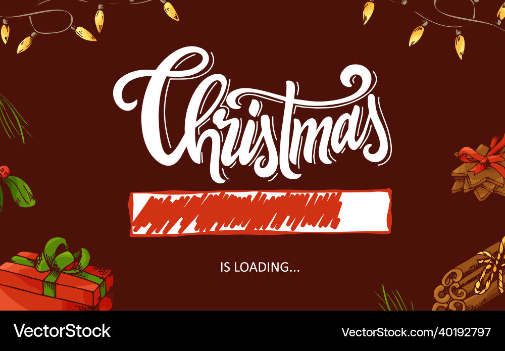 Christmas loading bar with sketch elements hand Christmas loading bar with sketch elements hand vector image