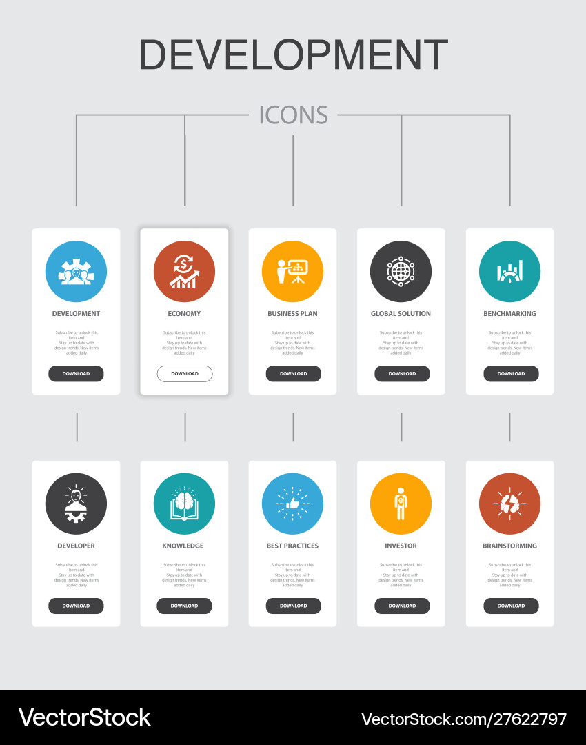 Development infographic 10 steps ui design global vector image