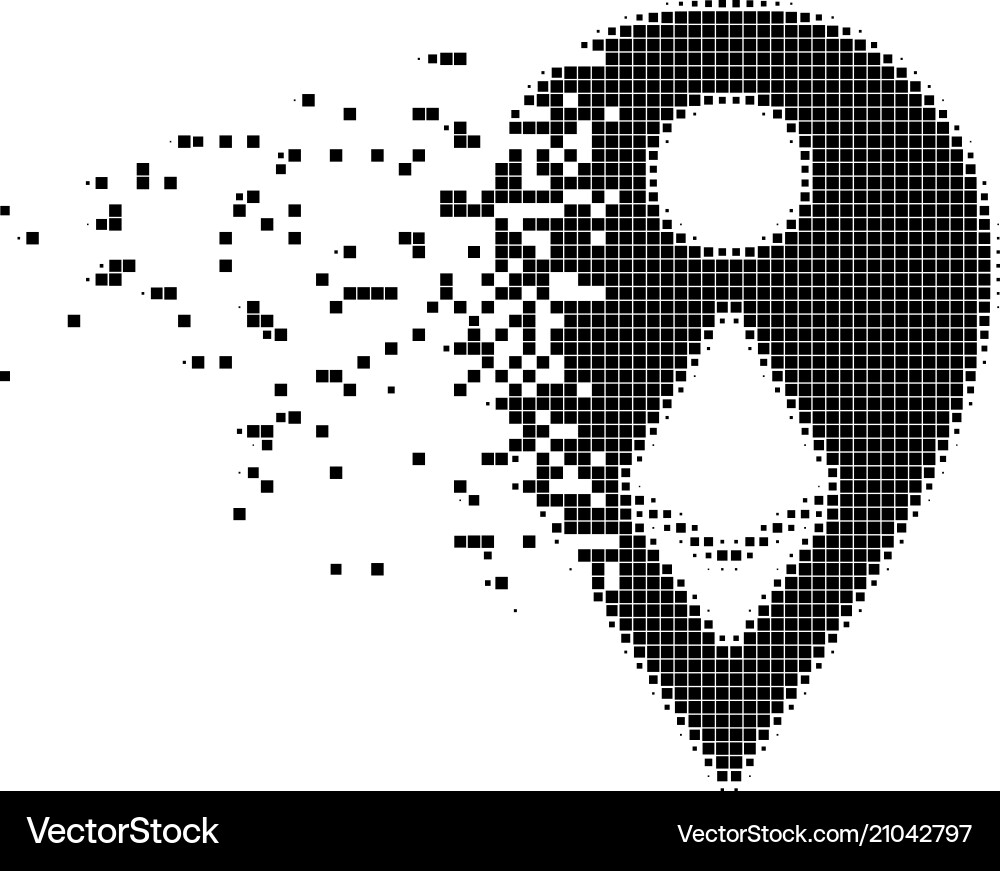 Ethereum map marker dissolved pixel icon Ethereum map marker dissolved pixel icon vector image