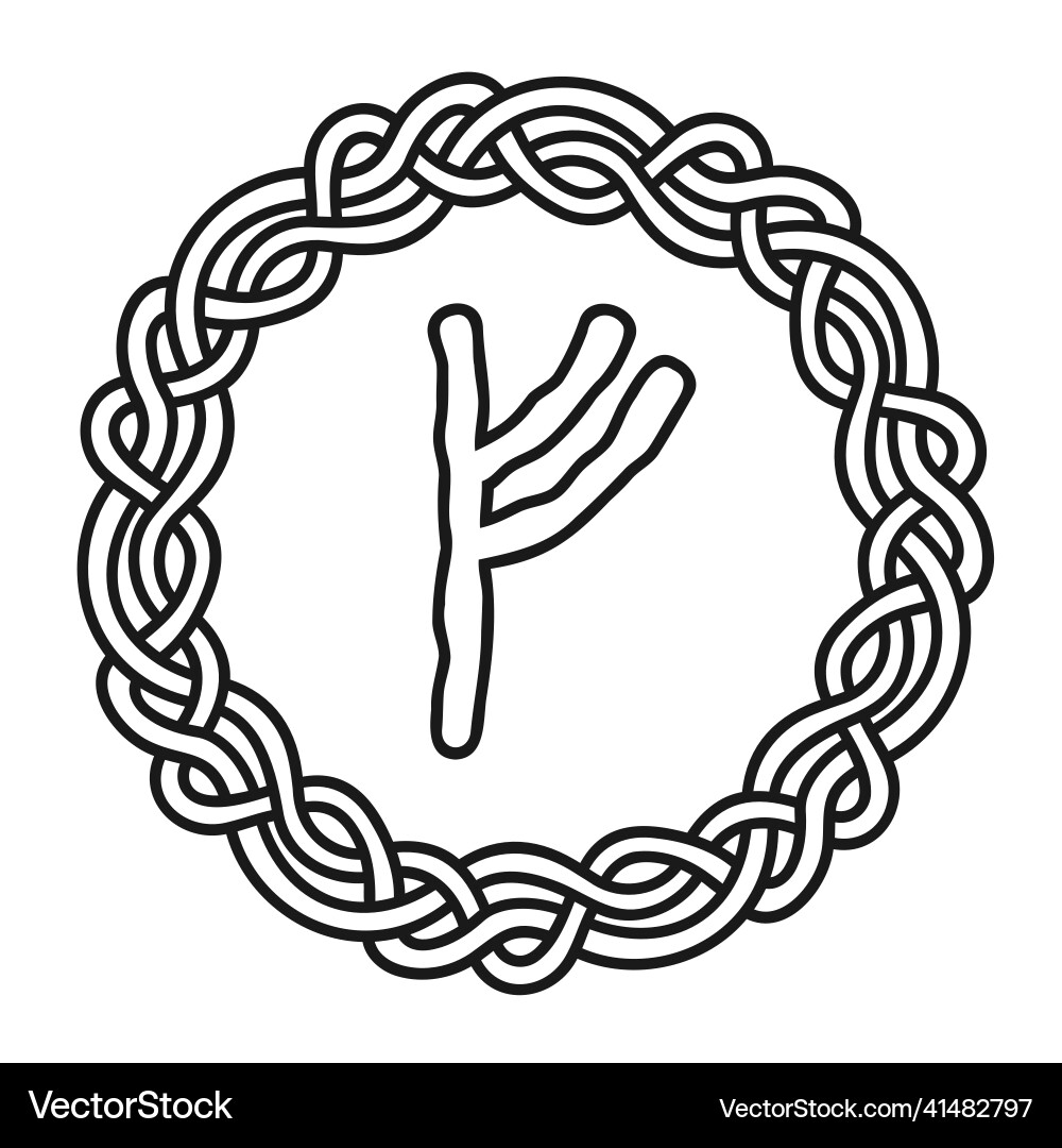 Fehu rune in a circle - an ancient scandinavian Fehu rune in a circle - an ancient scandinavian Vector Image