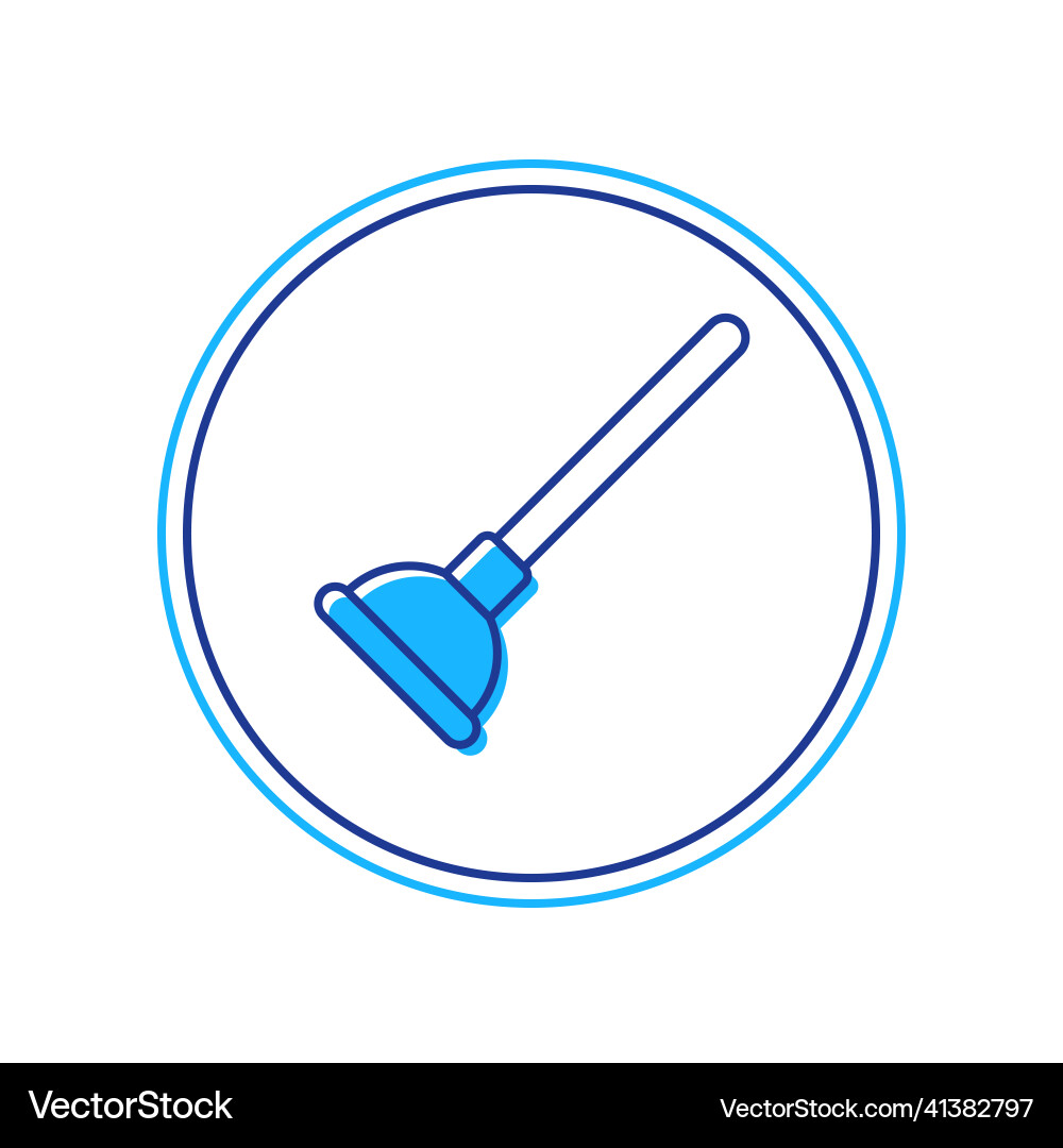Filled outline rubber plunger with wooden handle Filled outline rubber plunger with wooden handle vector image