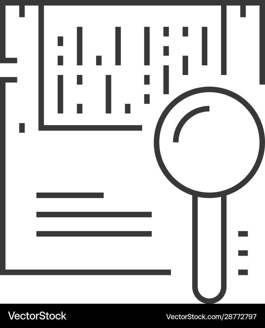 Hard drive magnifier search line 3d stroke Vector Image