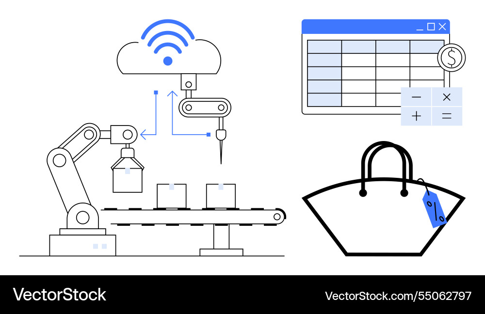 Integration of automation cloud computing and e Integration of automation cloud computing and e vector image