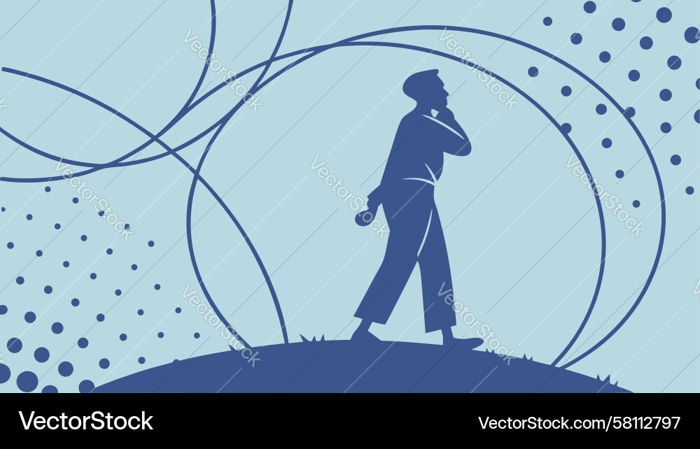 Man Walking in Reflection Vector Image