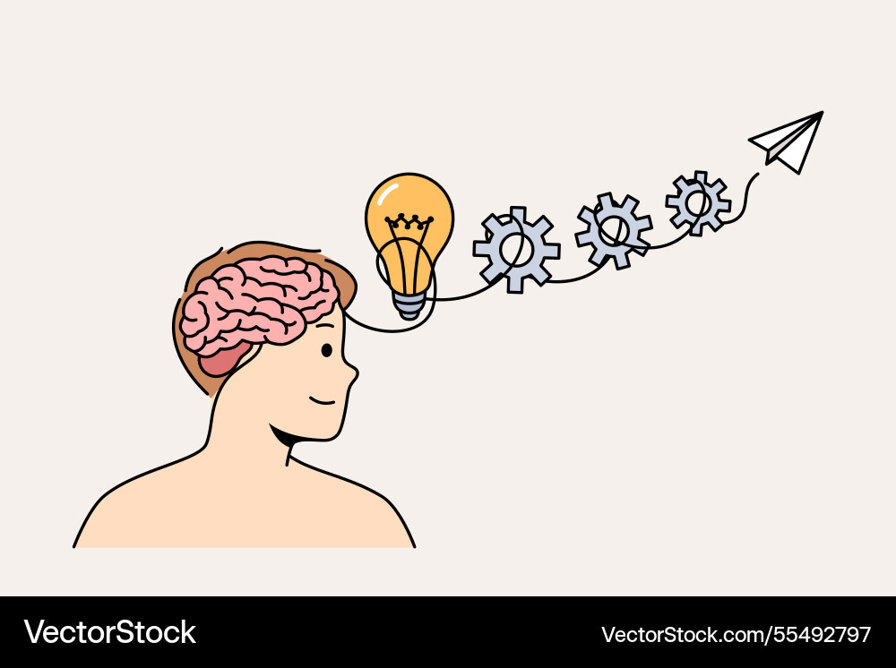 Man with developed intelligence demonstrates Man with developed intelligence demonstrates vector image
