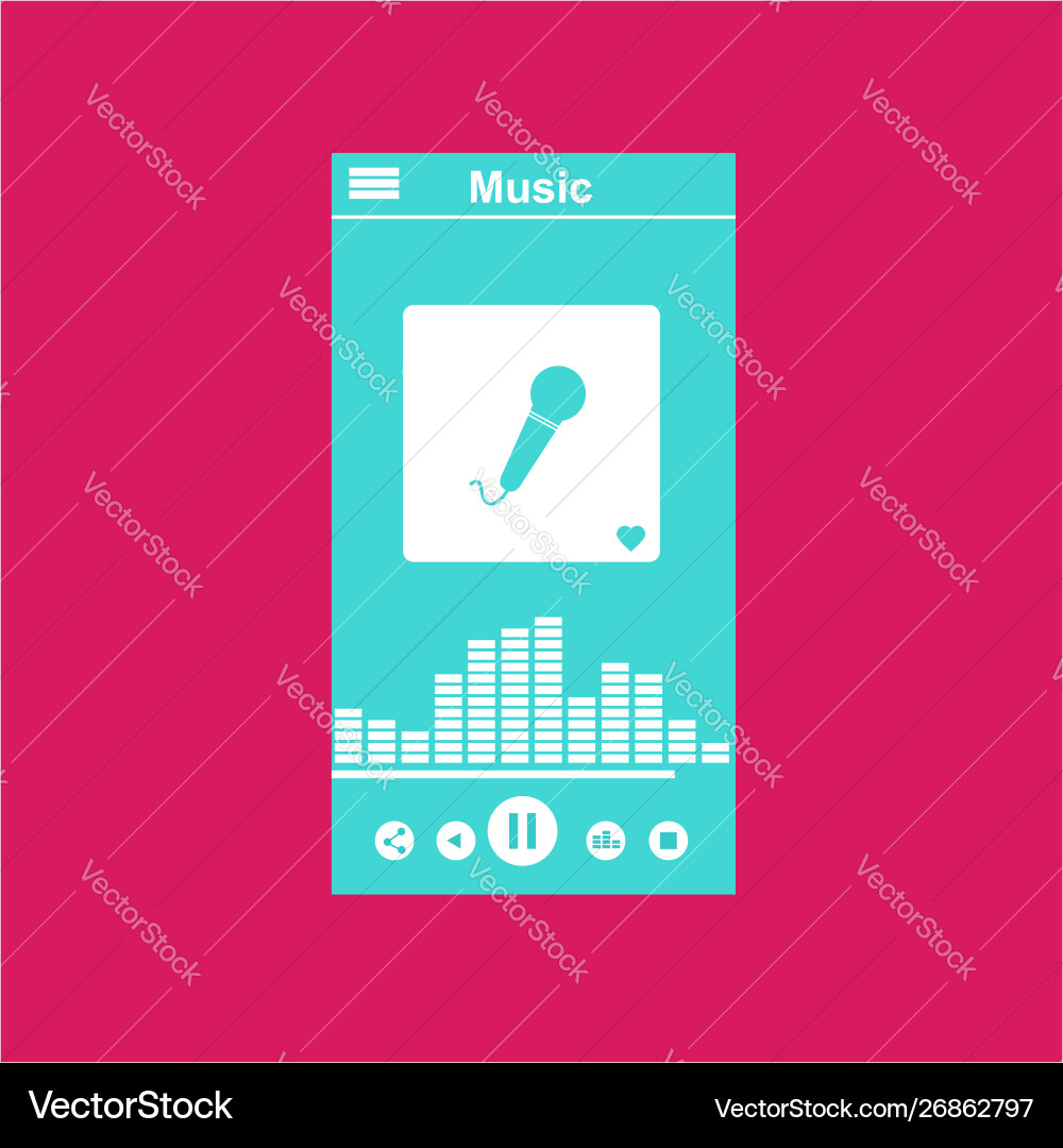 Media player application app template with flat Media player application app template with flat vector image