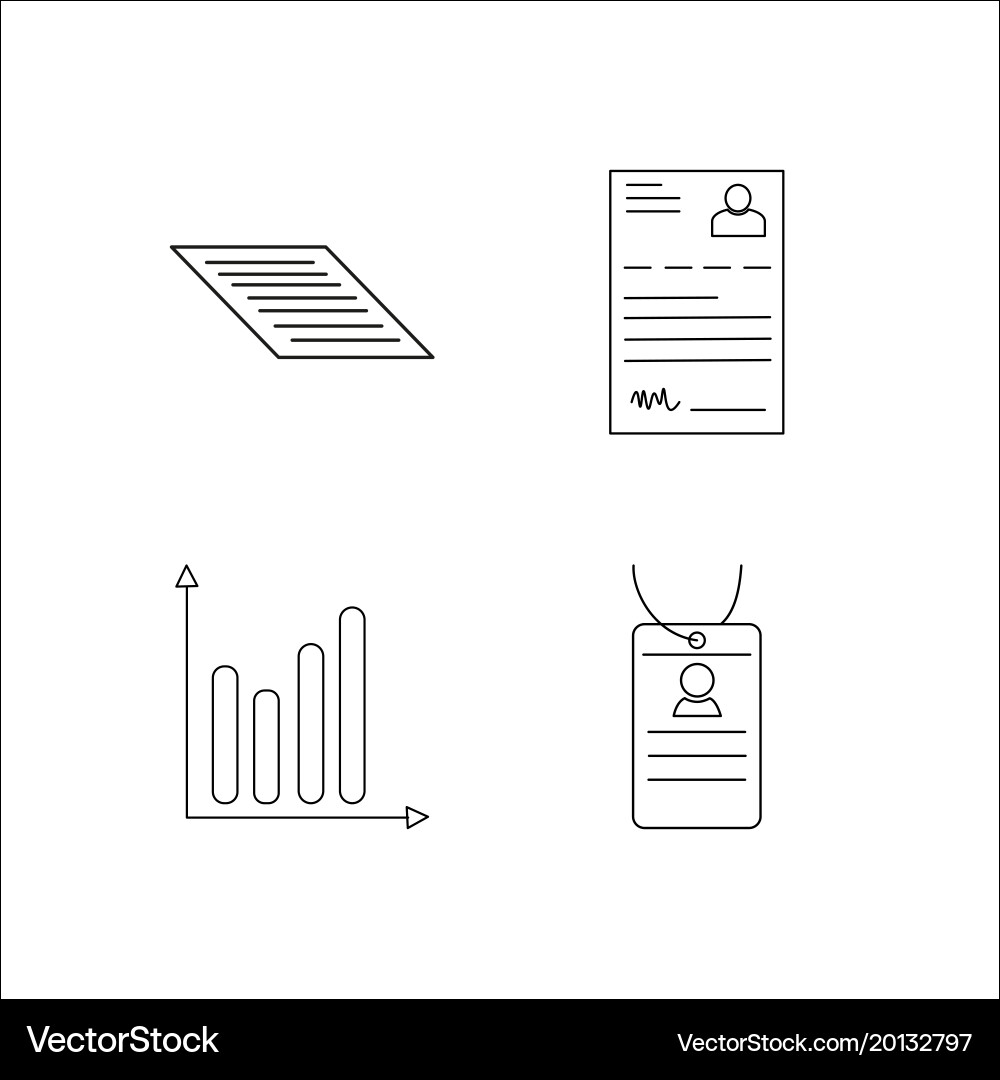 Office simple linear icon setsimple outline icons vector image