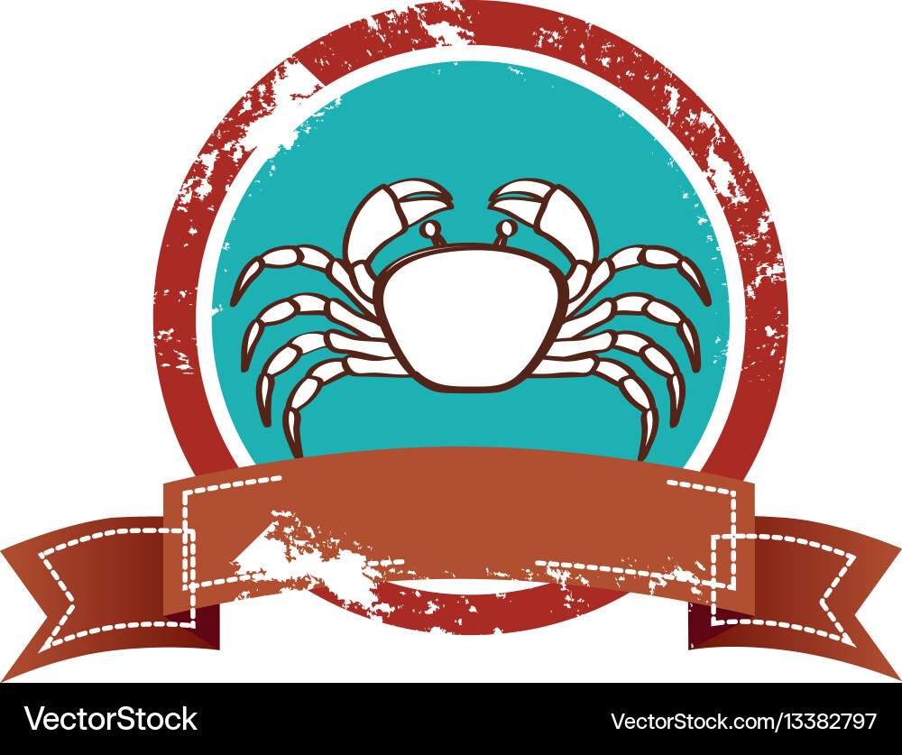 Old background circular border with crab and label vector image