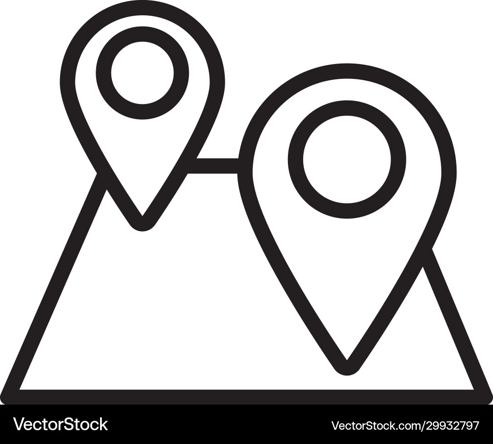 Paper map guide with pins location line style icon vector image