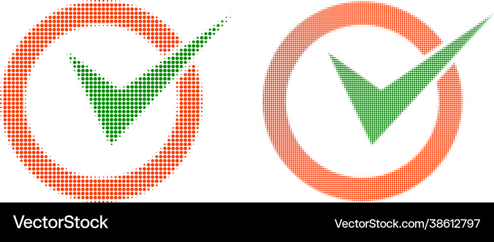 Pixel halftone checkbox circle icon Vector Image
