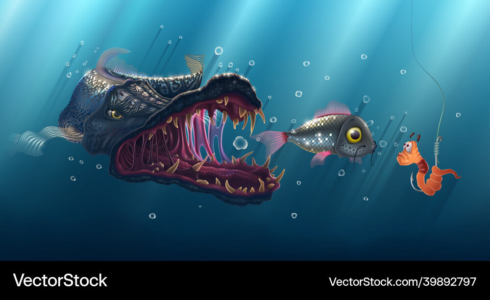 Predatory fish under water or ancient sea shark Predatory fish under water or ancient sea shark vector image
