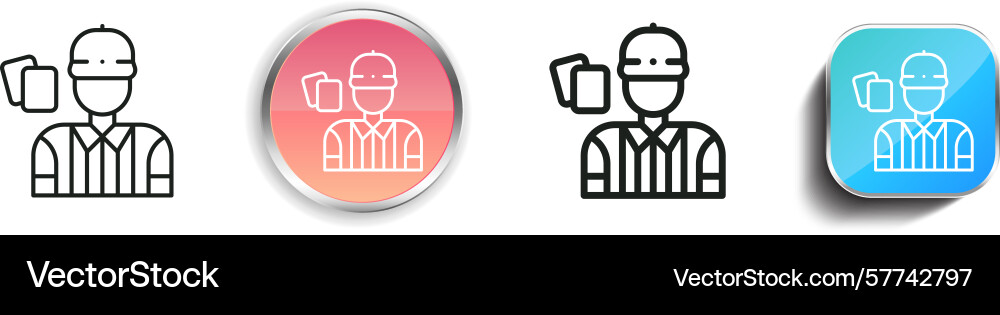 Referee icon thin linear regular and button style Referee icon thin linear regular and button style Vector Image