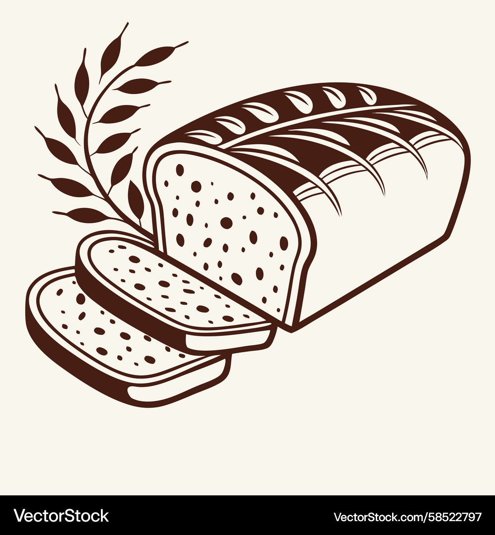 Rustic Bread Slice with Wheat Vector Image