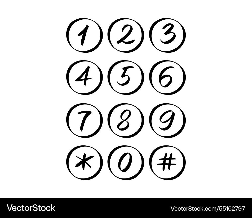 Scribble numbers in circle hand drawn font Scribble numbers in circle hand drawn font vector image