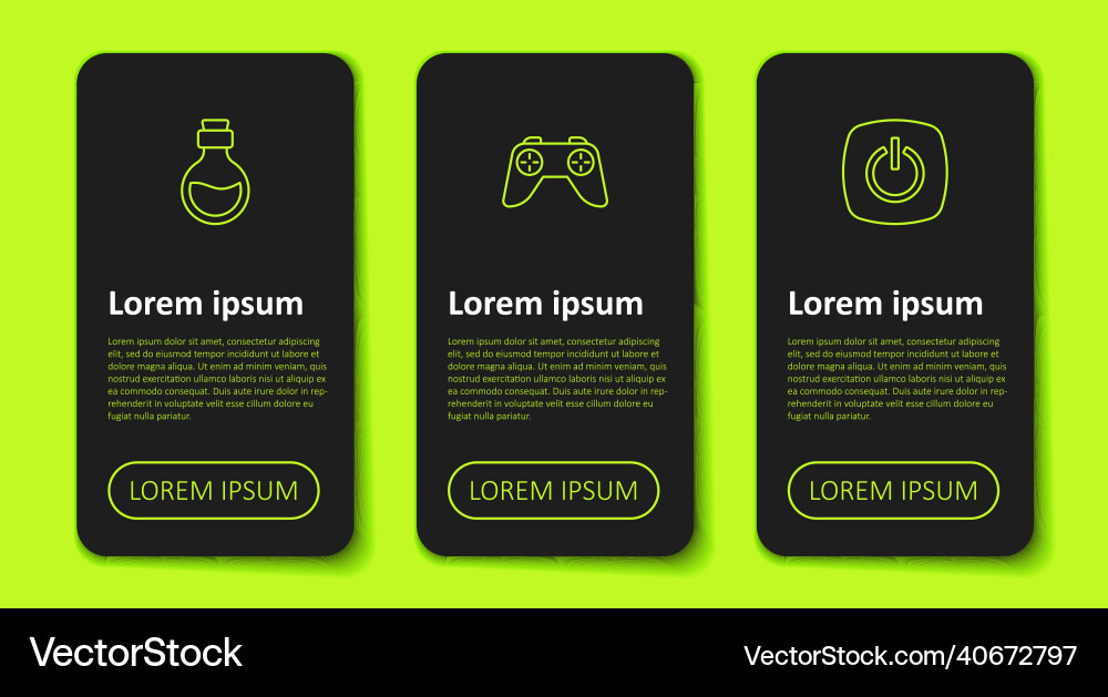 Set line bottle with magic elixir game controller Set line bottle with magic elixir game controller vector image
