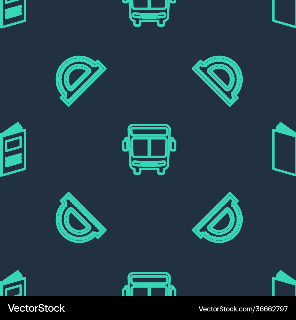 Set line bus protractor grid and open book Set line bus protractor grid and open book vector image