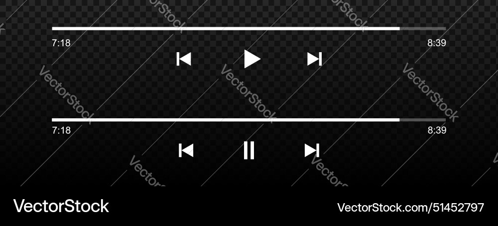 Set of audio or video player progress loading bars Vector Image