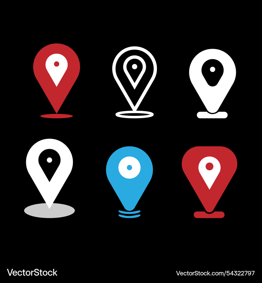 Set of map pin location icons icon Vector Image