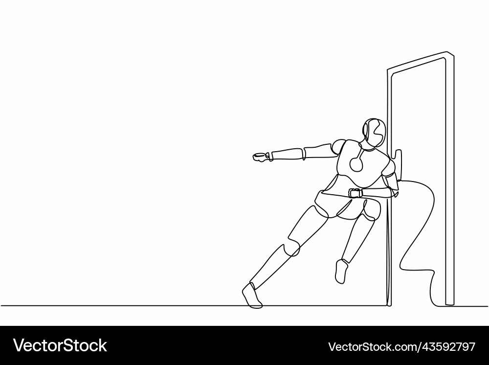 Single continuous line drawing robots running Single continuous line drawing robots running vector image