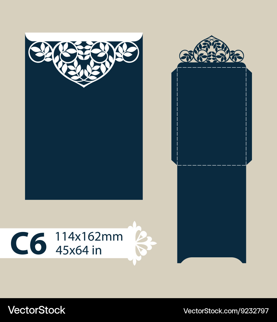 Template envelope with carved openwork pattern vector image