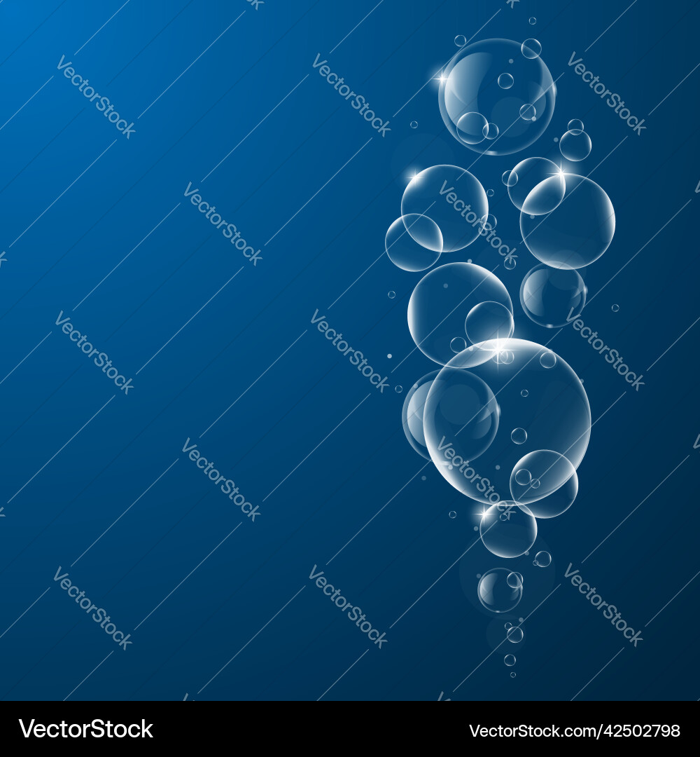 Abstract background with soap bubbles on dark Vector Image
