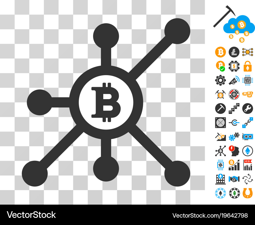 Bitcoin node network icon with bonus vector image