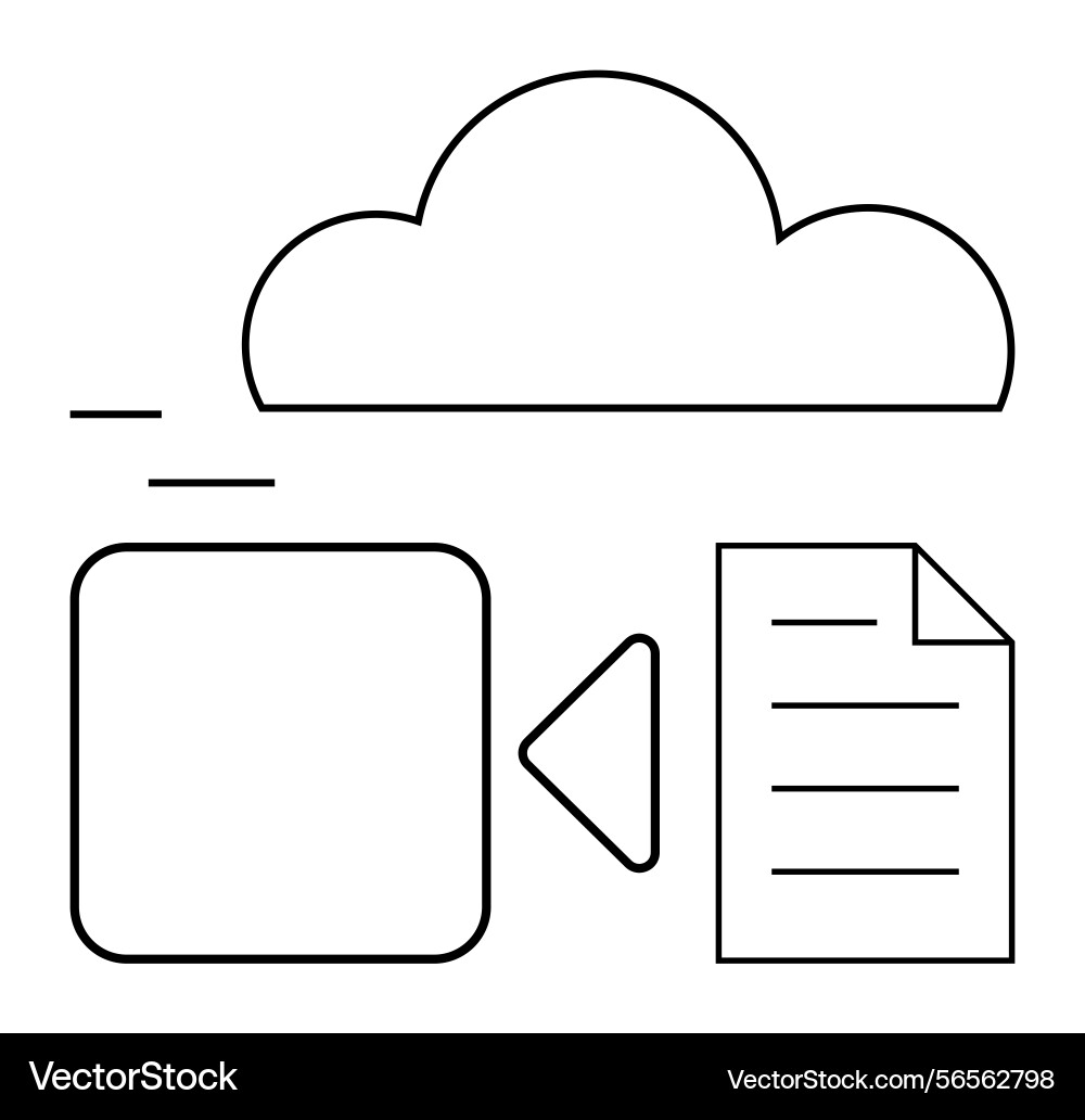 Cloud-based file transfer with simple line art Cloud-based file transfer with simple line art vector image