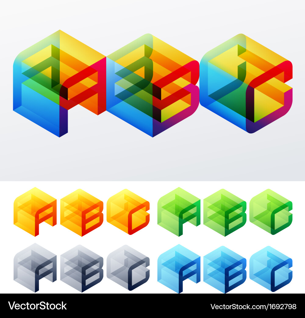 Colored text in isometric view vector image